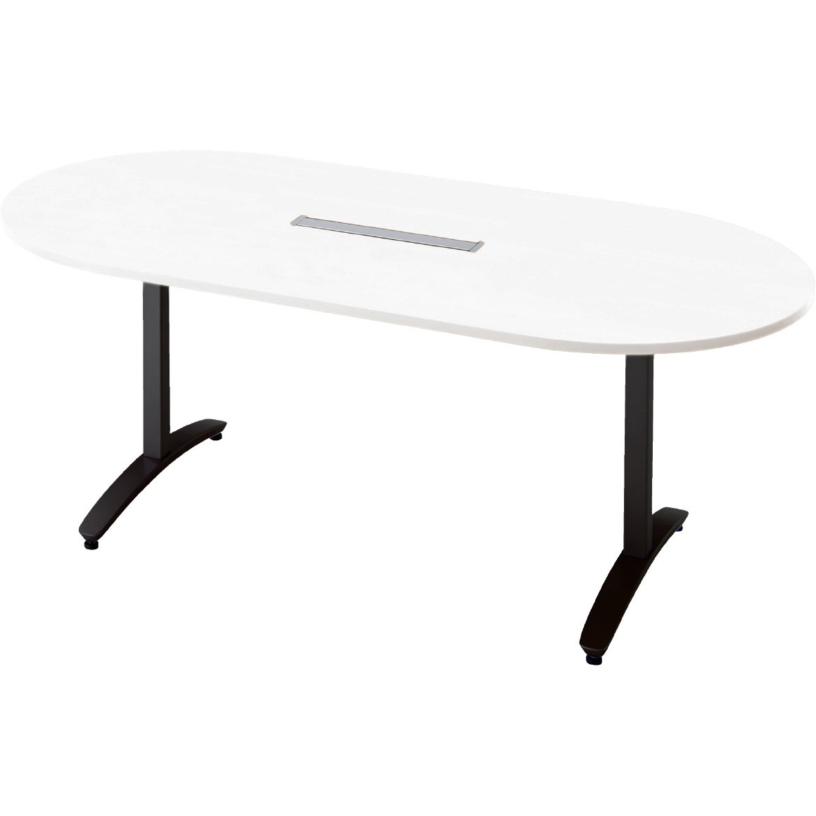 NN-1809TAOH W4/BK 会議テーブル ロンナ T字脚アジャスタータイプ 配線口あり 長円形(組立サービスなし) プラス[家具] 奥行900mm