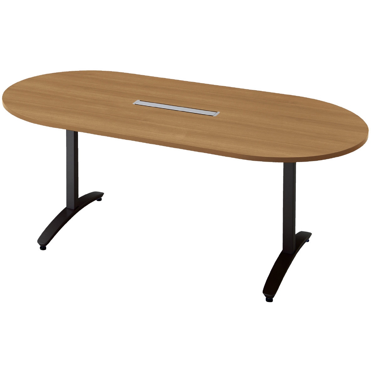 NN-1809TAOH T2/BK 会議テーブル ロンナ T字脚アジャスタータイプ 配線口あり 長円形(組立サービスなし) プラス[家具] 奥行900mm