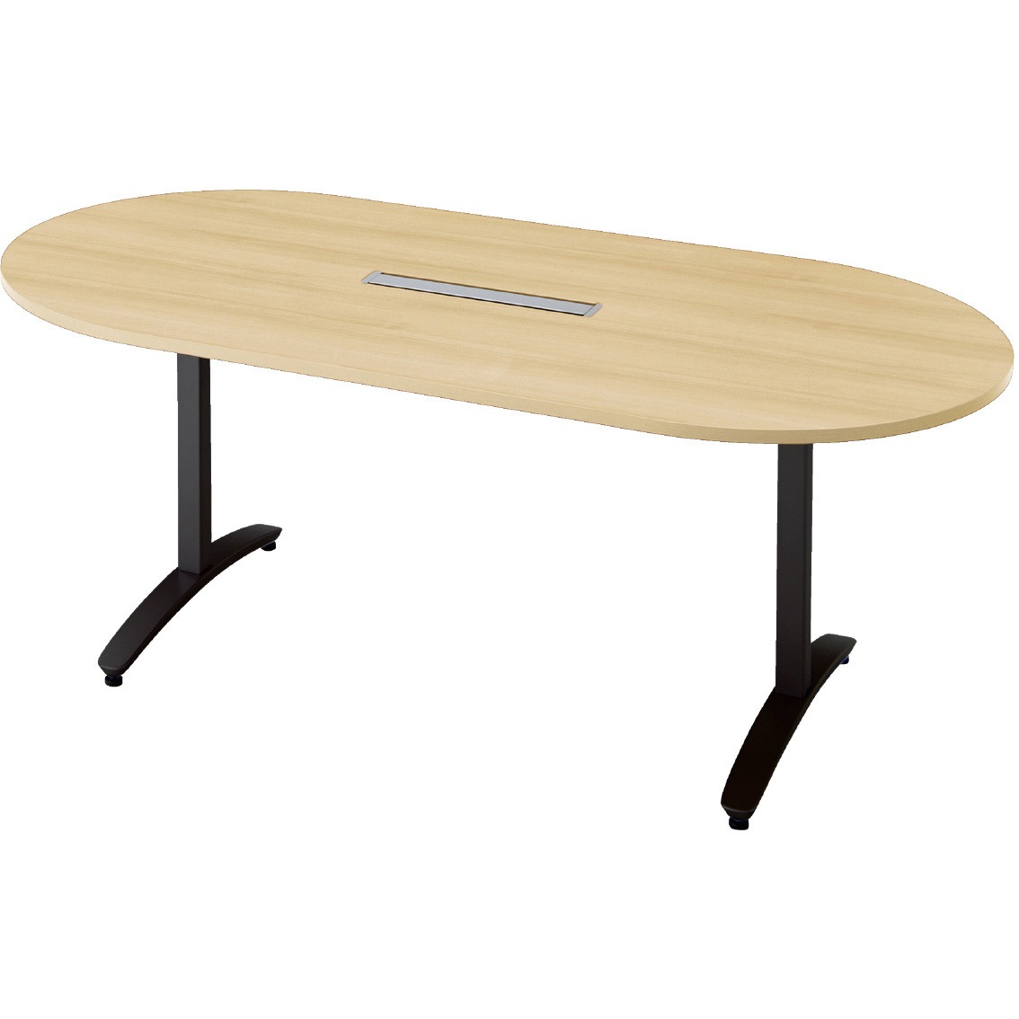 NN-1809TAOH LW/BK 会議テーブル ロンナ T字脚アジャスタータイプ 配線口あり 長円形(組立サービスなし) プラス[家具] 奥行900mm 82,390円