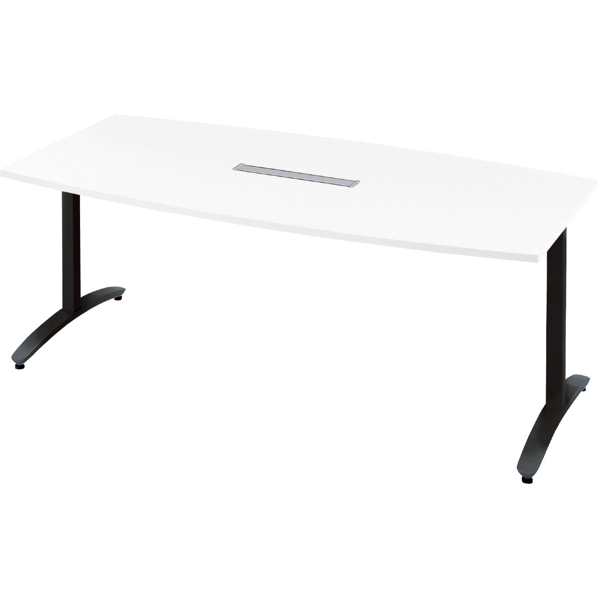 NN-1809TABH W4/BK 会議テーブル ロンナ T字脚アジャスタータイプ 配線口あり ボート形(組立サービス付き) プラス[家具] 組立・設置・取付 奥行900mm 76,890円