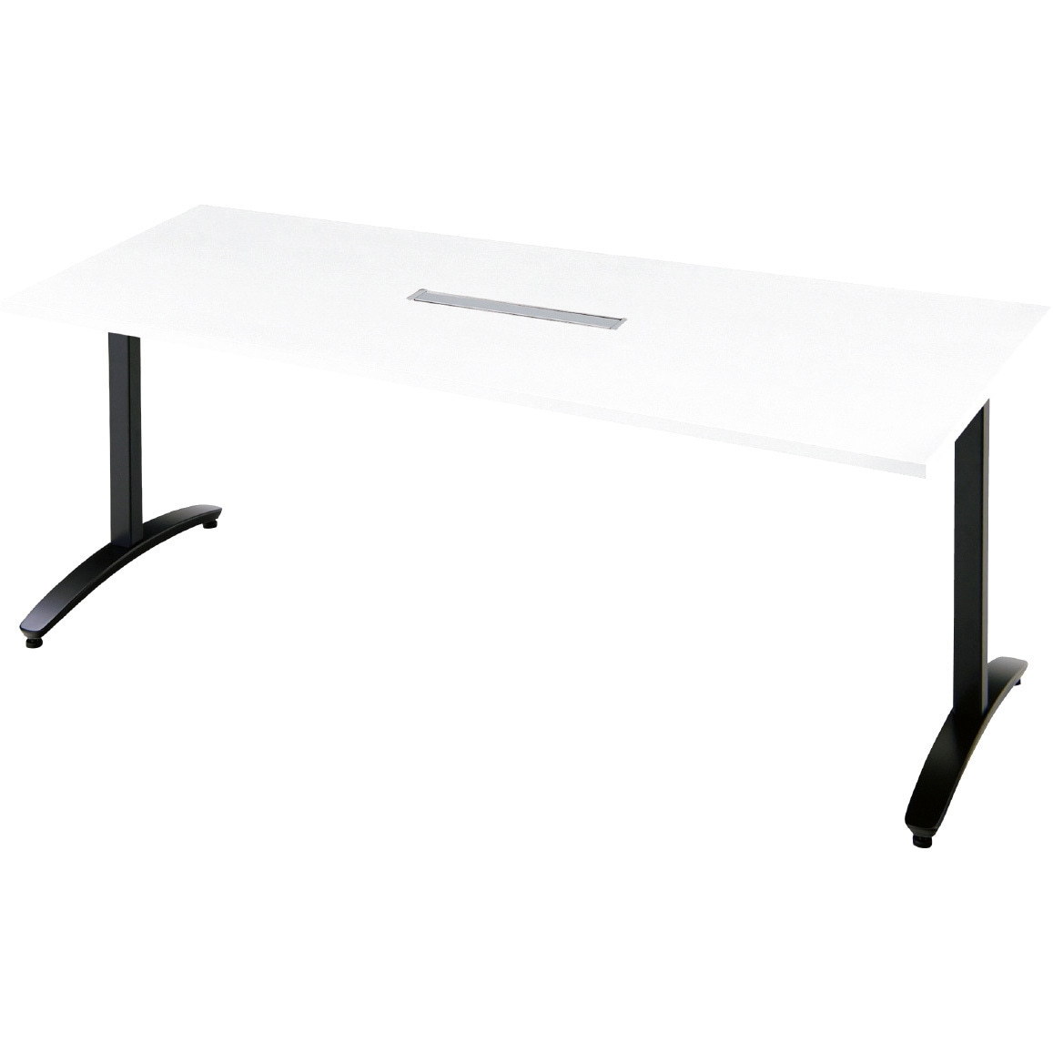 NN-1809TADH W4/BK 会議テーブル ロンナ T字脚アジャスタータイプ 配線口あり 長台形(組立サービス付き) プラス[家具] 組立・設置・取付 奥行900mm