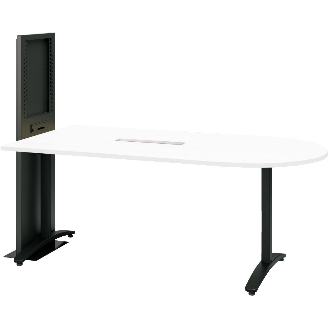 NN-1809TAUH-MF W4/BK 会議テーブル ロンナ モニタースタンド付 T字脚アジャスタータイプ(組立サービスなし) プラス[家具] U字形(配線口あり) 奥行900mm