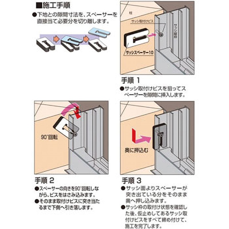 SUS10 サッシスペーサー10 フクビ化学 1箱(100個) SUS10