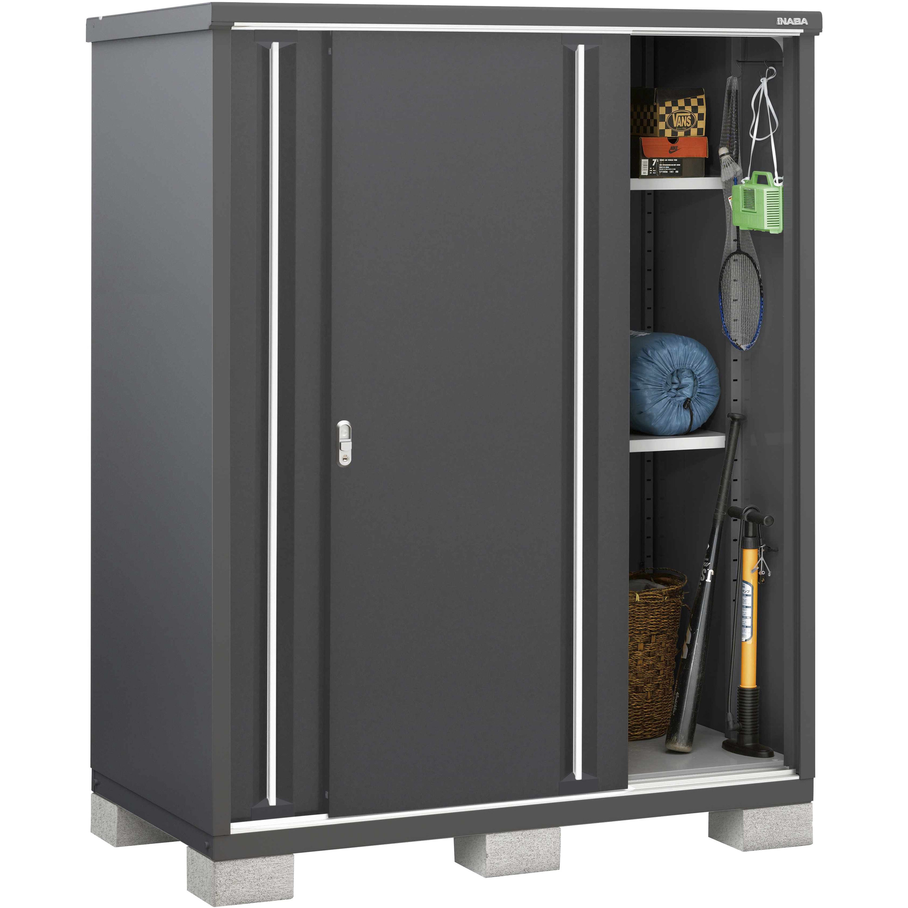 MJX-159EF 収納庫 シンプリー フランネルグレー イナバ 全面棚タイプ