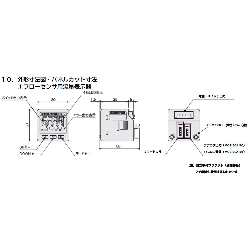 MCW100A100 マスフローセンサーMSC100用 流量表示器 1個 azbil(旧:山武) 【通販モノタロウ】