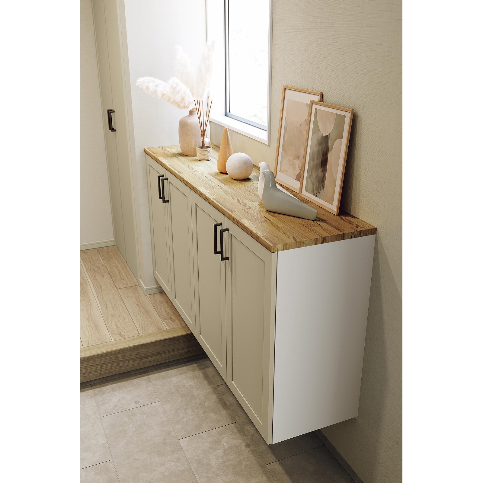 QCE2CA1EV 玄関収納コンポリア 納まり部材 集成材カウンター(塗装