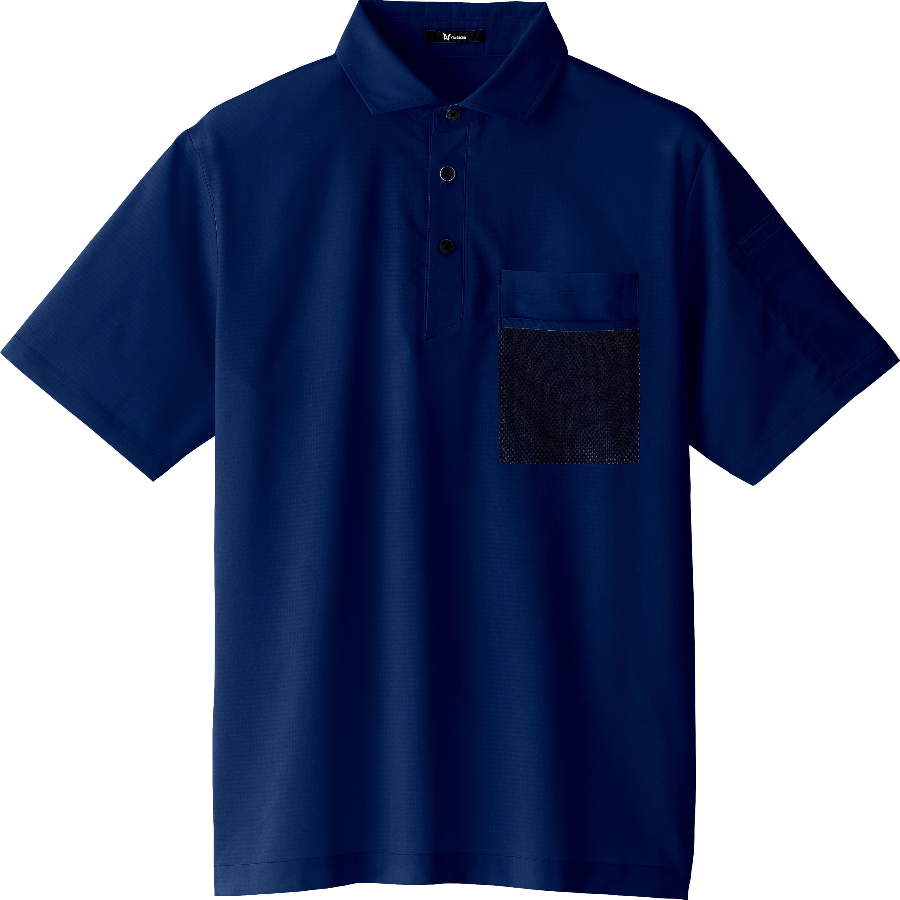 0028 半袖ファブリックシャツ 0028 Asahicho(旭蝶繊維) ネイビー色 サイズ5L着丈78cm