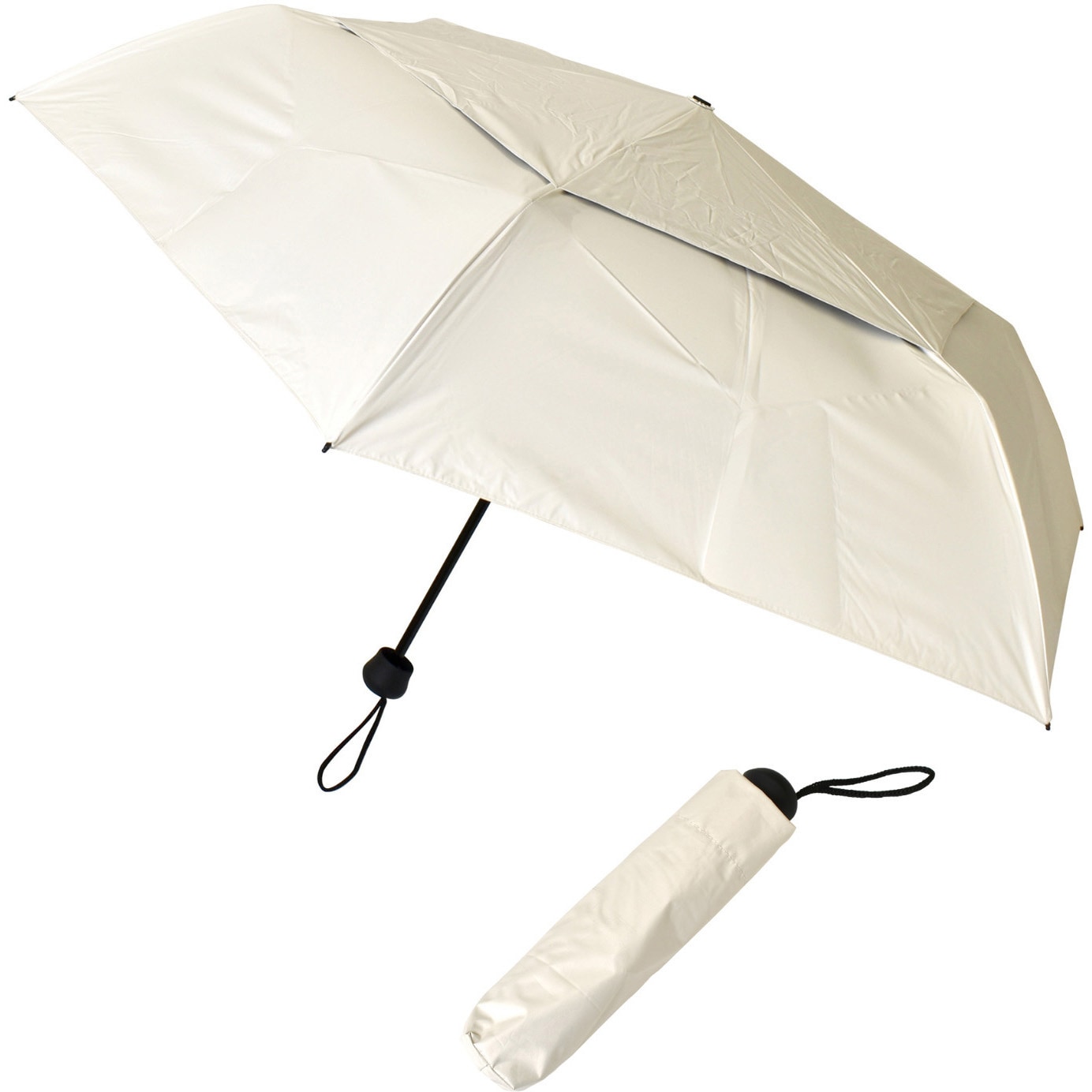 K-10932IV きれいにたためる折りたたみ傘 パークレーン アイボリー色 K