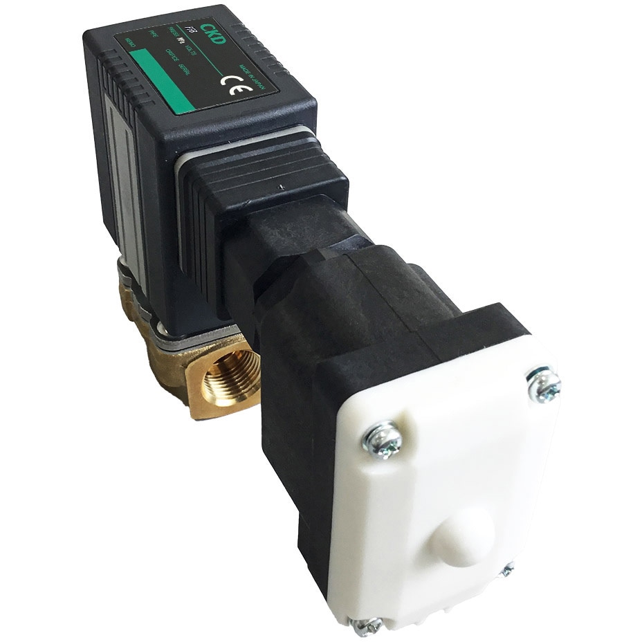 FFB-3106A5P3G1 直動式2ポート電磁弁 マルチフィット(R) FFBシリーズ(FFB-3106A～) CKD NC(通電時開)形 黄銅 材質(シール)FKM 接続口径(Rc)1/8