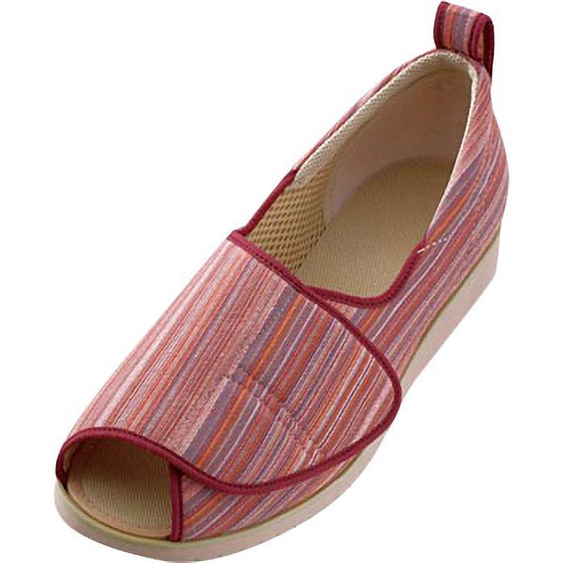 1026 オープン 和(なごみ) 徳武産業 赤(縞)色 サイズ25.0～25.5cm足幅3E 1足