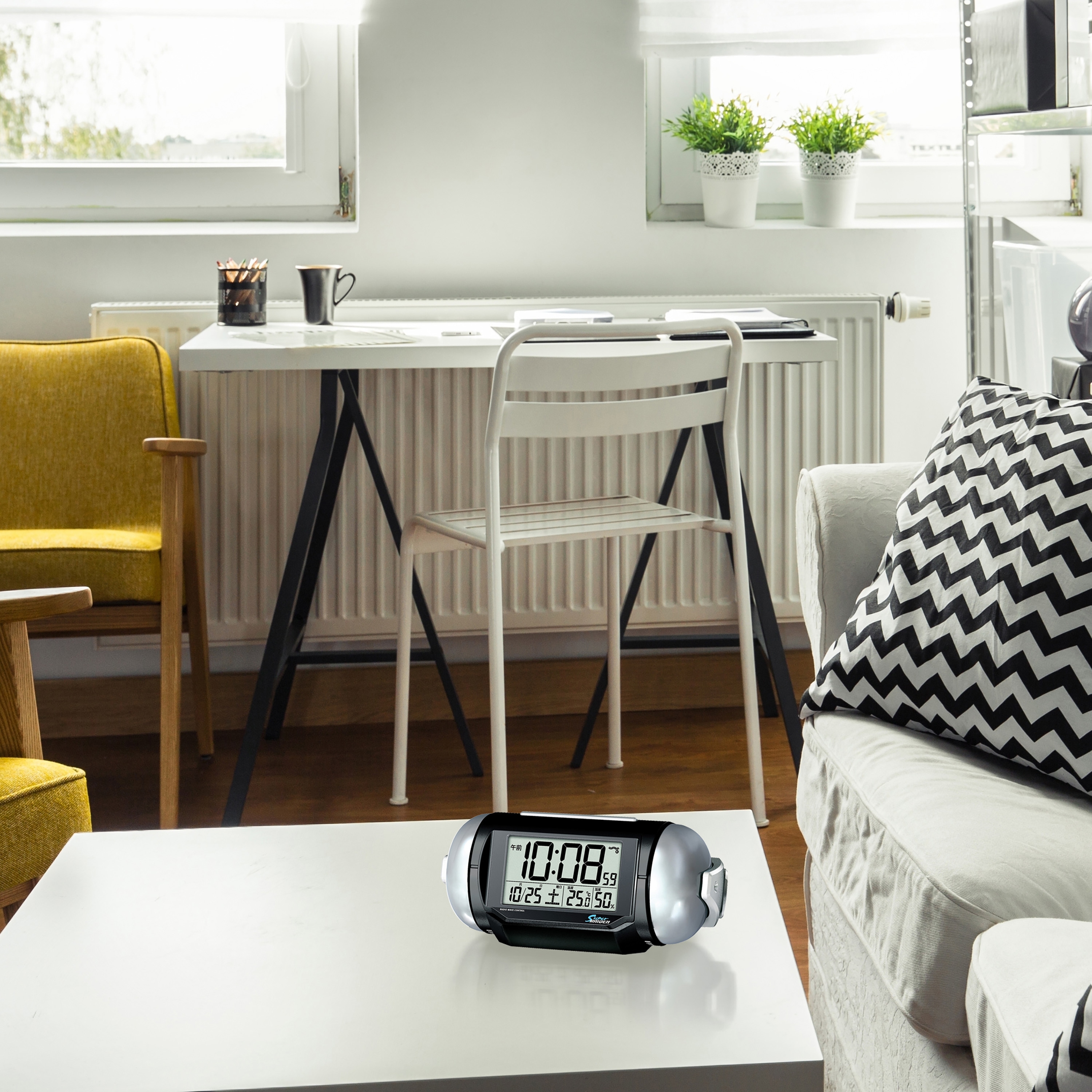 レトロ スーパーライデン 目覚まし時計 電波時計 デジタル置時計