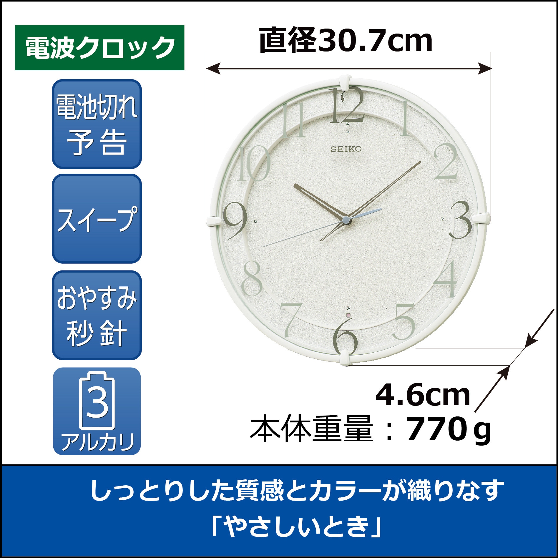 KX215W 電波掛時計 セイコー(SEIKO) アナログ - 【通販モノタロウ】