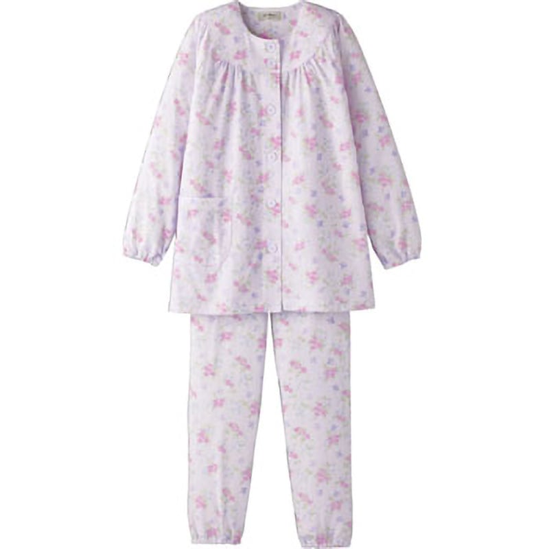 (まとめ）ケアファッション 大きめボタンパジャマ婦人用 ピンク LL 98000-03 1着 （柄指定不可）〔×10セット〕 ケアファッション 大きめボタンパジャマ婦人用 ピンク L 98000-02 1着