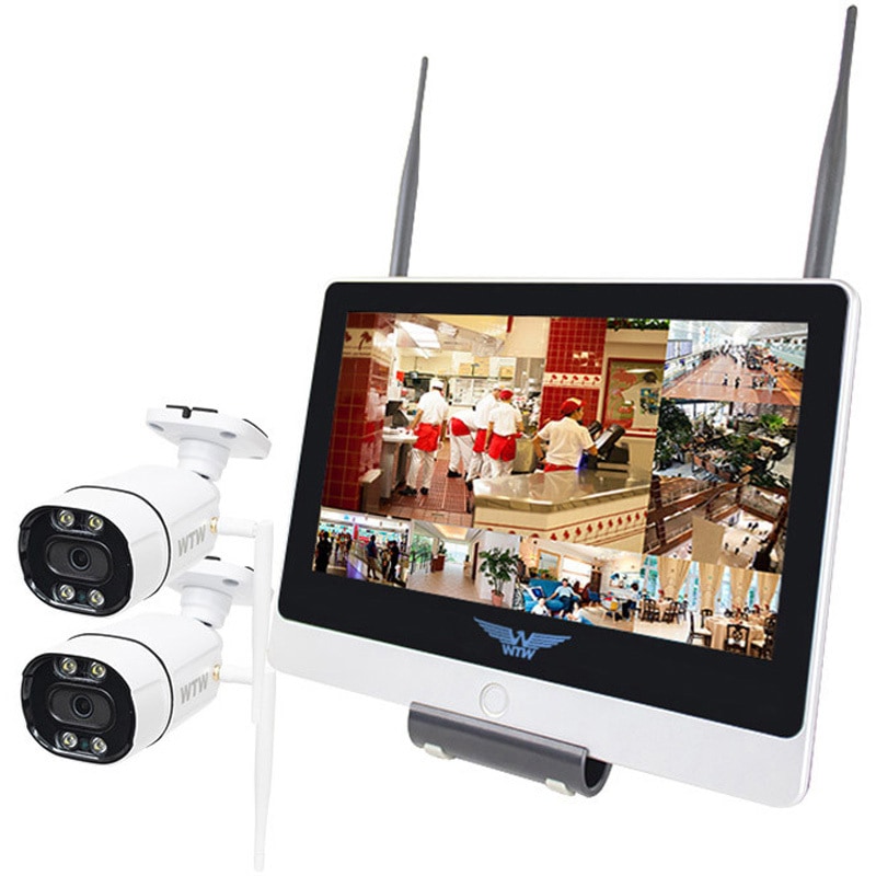 WTW塚本無線 無線式 防犯カメラ1-10台セット 12インチモニター内蔵録画