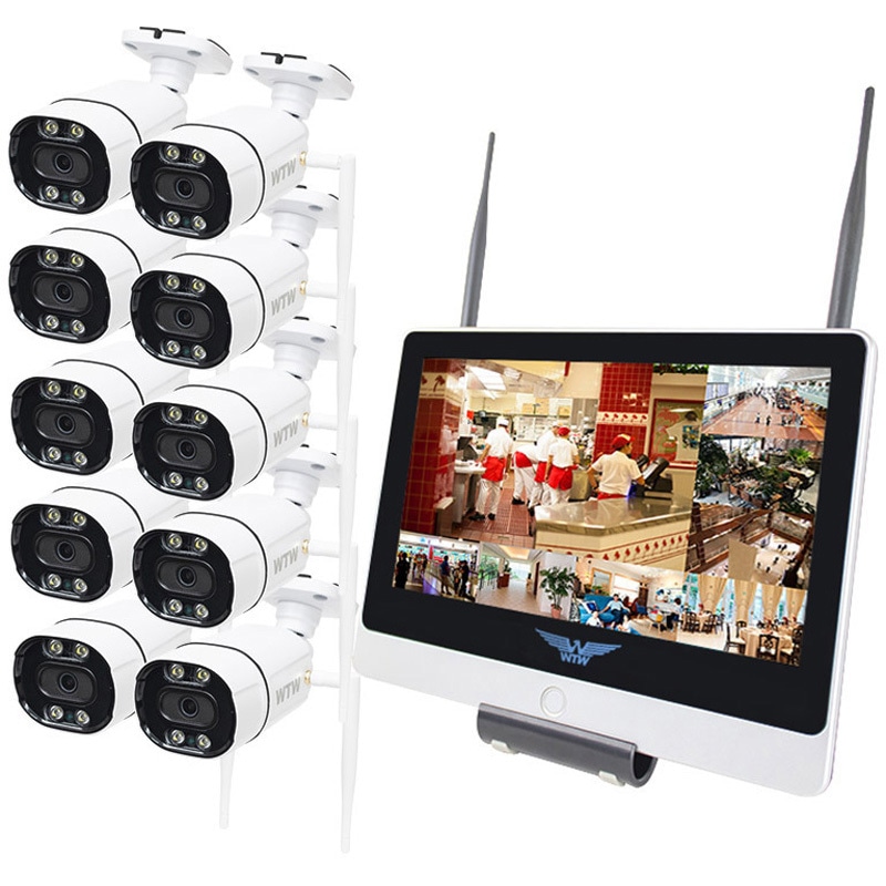 デジタルカメラセット　10台セット WTW塚本無線 無線式 防犯カメラ1-10台セット 12インチモニター内蔵録画