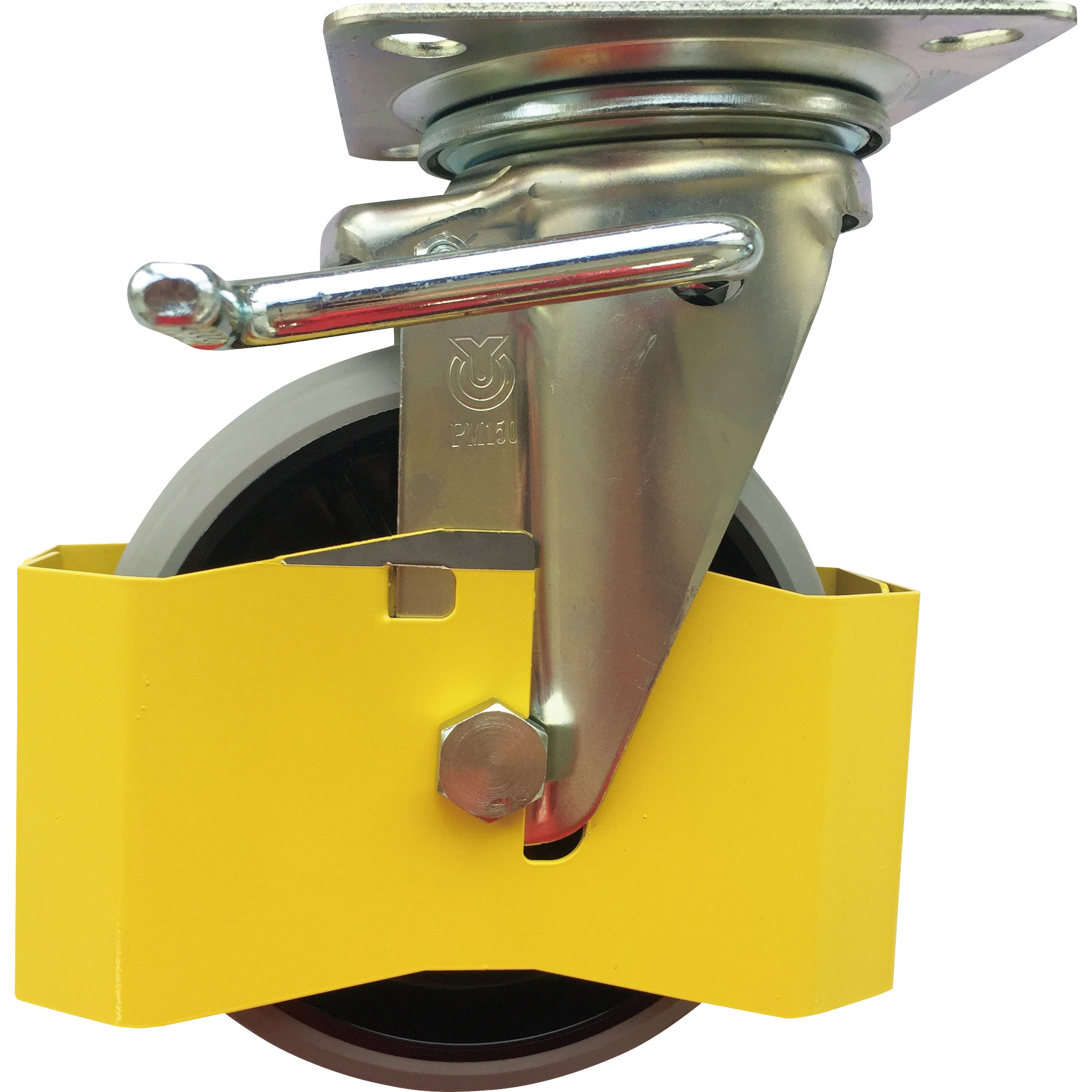 PMS-150GUBLBR-IPCY プレート式キャスター”PMシリーズ”(巻き込みカバー付)ウレタン ナイロンホイール 自在ストッパー付 1個 ユーエイキャスター 【通販モノタロウ】