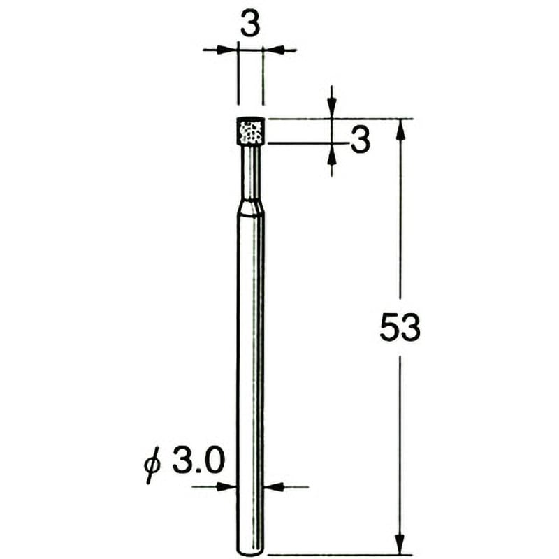 D6103 機械研削用 軸付電着ダイヤモンド砥石 リューター(日本精密機械工作) #170 刃径3mm  D6103