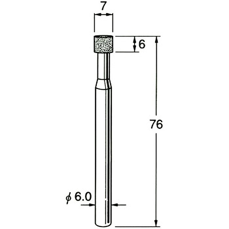 D6207 機械研削用 軸付電着ダイヤモンド砥石 リューター(日本精密機械工作) #170 刃径7mm  D6207