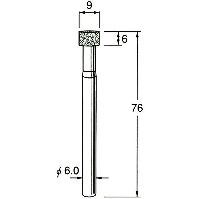 D6209 機械研削用 軸付電着ダイヤモンド砥石 リューター(日本精密機械工作) #170 刃径9mm  D6209