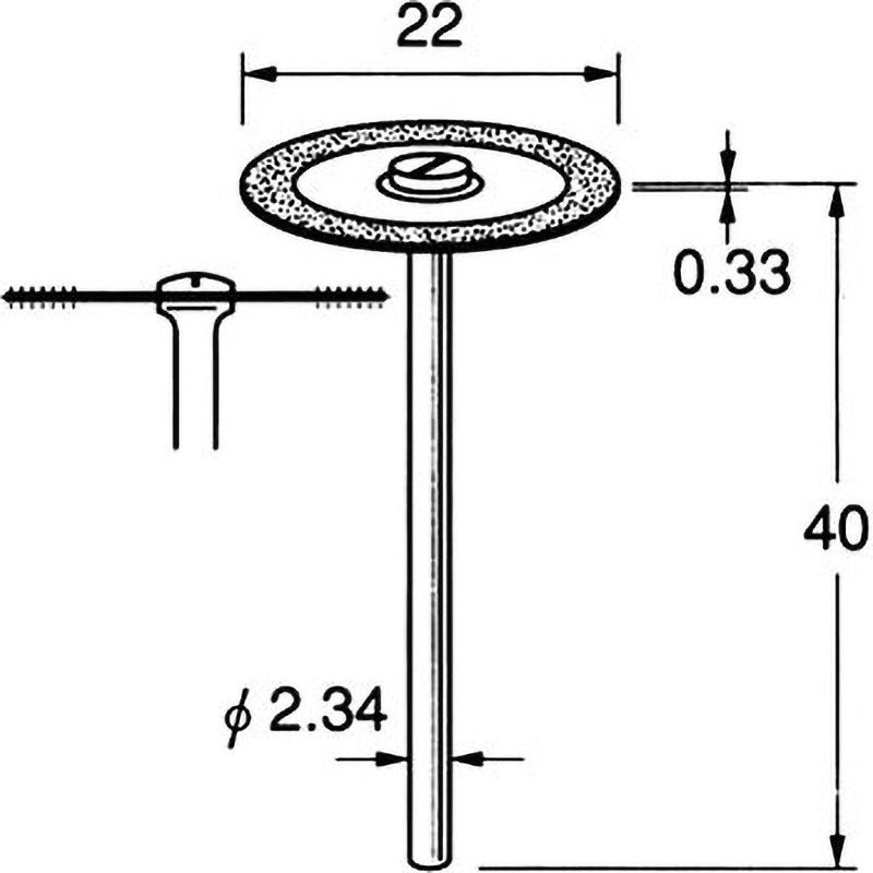D9323 電着ダイヤモンドディスク リューター(日本精密機械工作) #230 金属・非金属用 軸径2.34mm刃径22mm