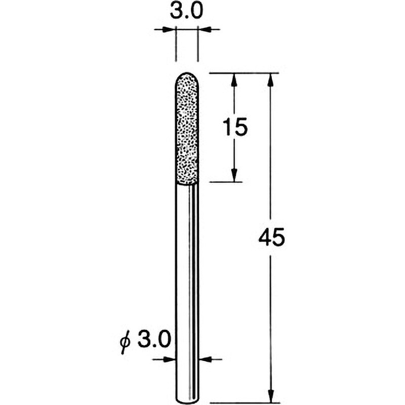 N1230 軸付電着ボラゾン砥石 軸径3mm 1本 リューター(日本精密機械工作