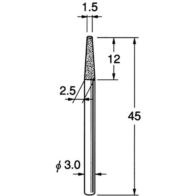 N1425 軸付電着ボラゾン砥石 軸径3mm リューター(日本精密機械工作) #150 砥石径1.5mm 1本 N1425 - 【通販モノタロウ】