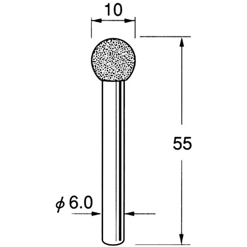 N2010 軸付電着ボラゾン砥石 軸径6mm リューター(日本精密機械工作) #120 砥石径10mm 1本 - 【通販モノタロウ】