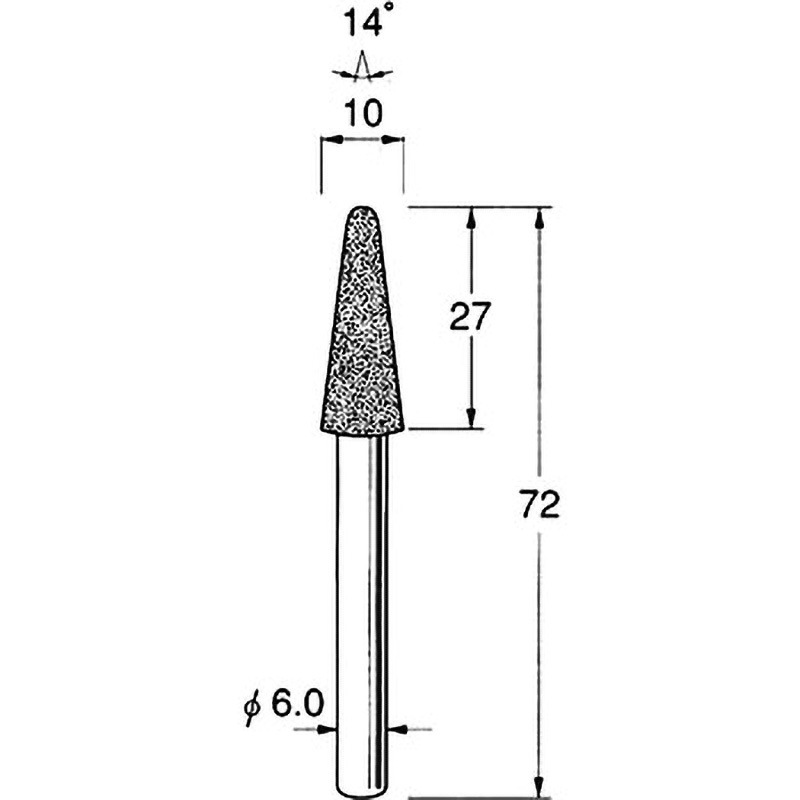 N2610 軸付電着ボラゾン砥石 軸径6mm リューター(日本精密機械工作) #120 砥石径10mm 1本