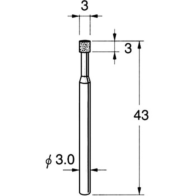 N8103 機械研削用 軸付電着ボラゾン砥石 リューター(日本精密機械工作) #170 砥石径3mm 1本 N8103