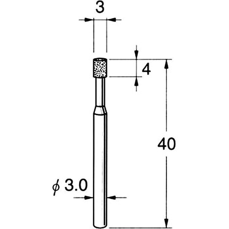 N9103 ハイメタルボンド 軸付電着ボラゾン砥石 リューター(日本精密機械工作) #100 砥石径3mm 1本 N9103
