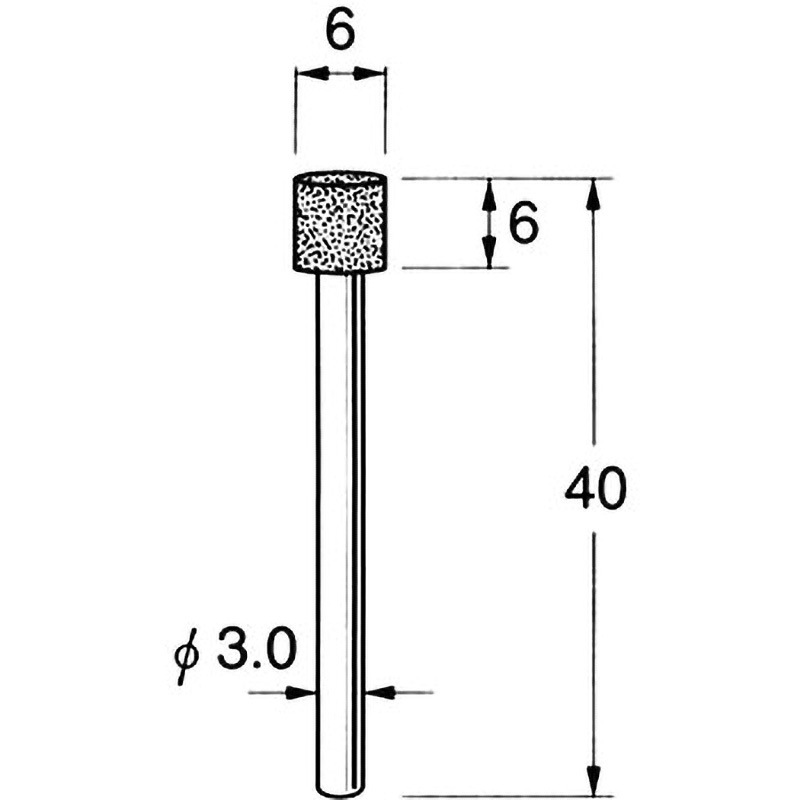 N9106 ハイメタルボンド 軸付電着ボラゾン砥石 リューター(日本精密機械工作) #100 砥石径6mm 1本 N9106