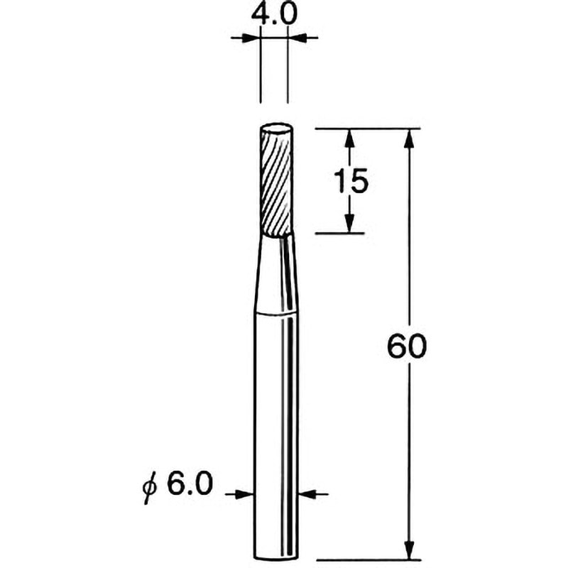 K6111 超硬カッター シャンク径6mm リューター(日本精密機械工作) 金属・非金属用 スパイラルカット 最高使用回転数35000rpm 刃径4mm  K6111