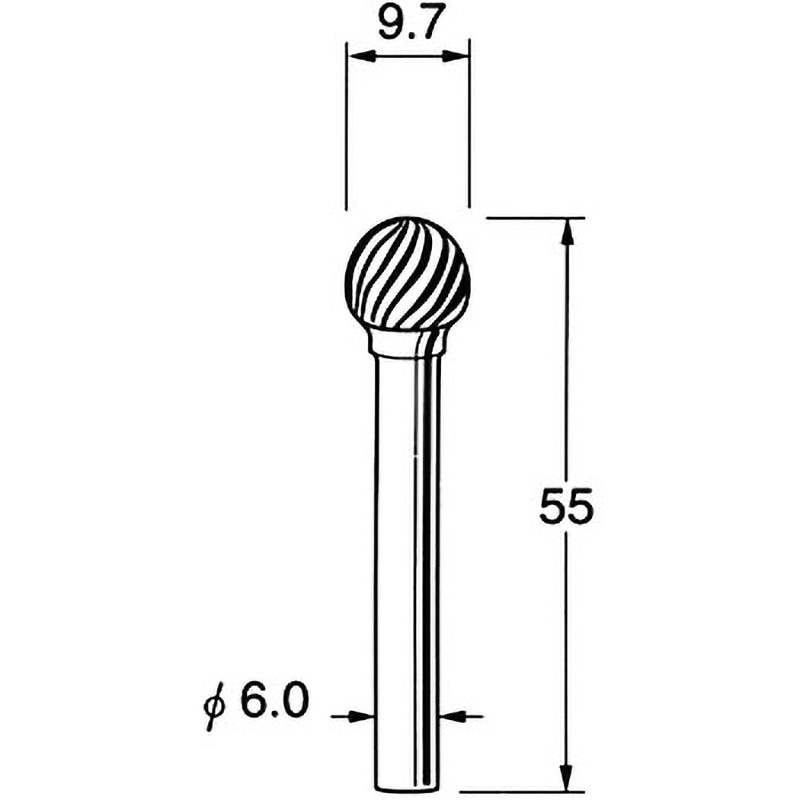 K8611 難削材加工用超硬カッター リューター(日本精密機械工作) スパイラルカット 最高使用回転数20000rpm シャンク径6mm刃径9.7mm  K8611