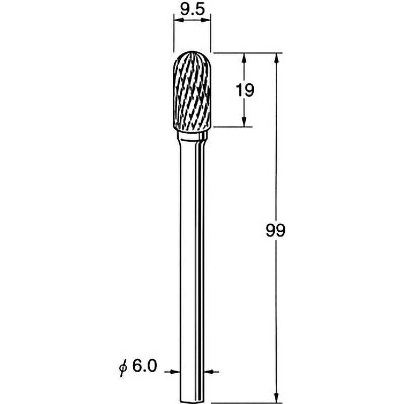 K9632 ロングシャンク超硬カッター リューター(日本精密機械工作) クロスカット シャンク径6mm刃径9.5mm  K9632