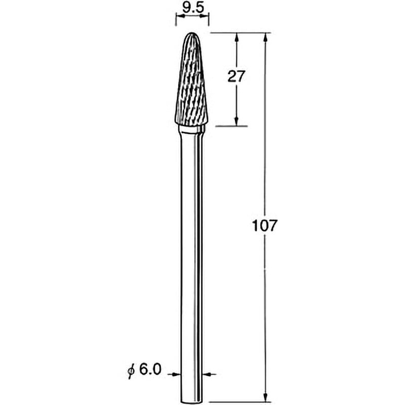 K9651 ロングシャンク超硬カッター リューター(日本精密機械工作) クロスカット シャンク径6mm刃径9.5mm  K9651