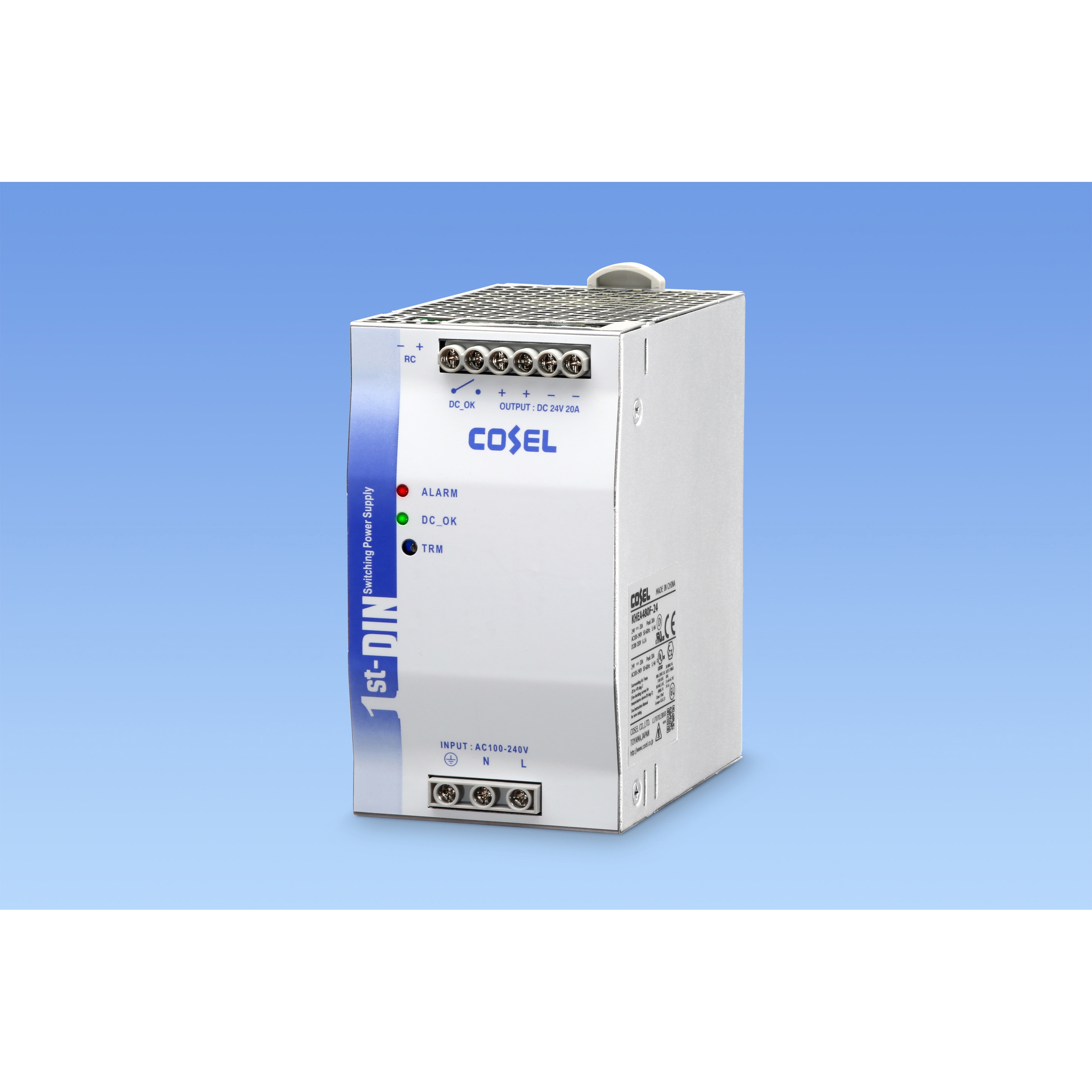 KHEA480F-24-N2 電源ユニット KHシリーズ コーセル カバー付き/DINレール直付き KHEシリーズ 480W 定格出力電流20(ピーク30)A   KHEA480F-24-N2