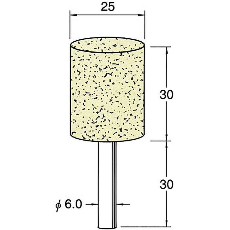 F4225 軸付フェルトバフ リューター(日本精密機械工作) 軸径6mm軸長30mm外径25mm 1パック(5本)