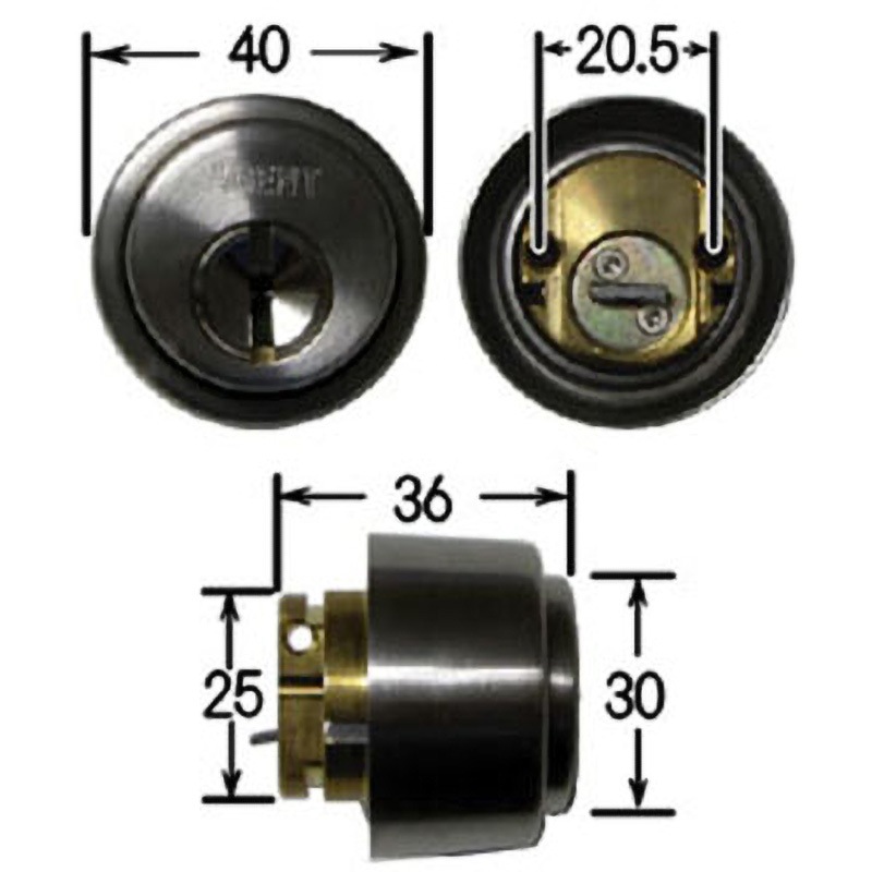 LS5-LX ディンプルキー 取替シリンダー AGENT シルバー色 取付可能厚29～50mm