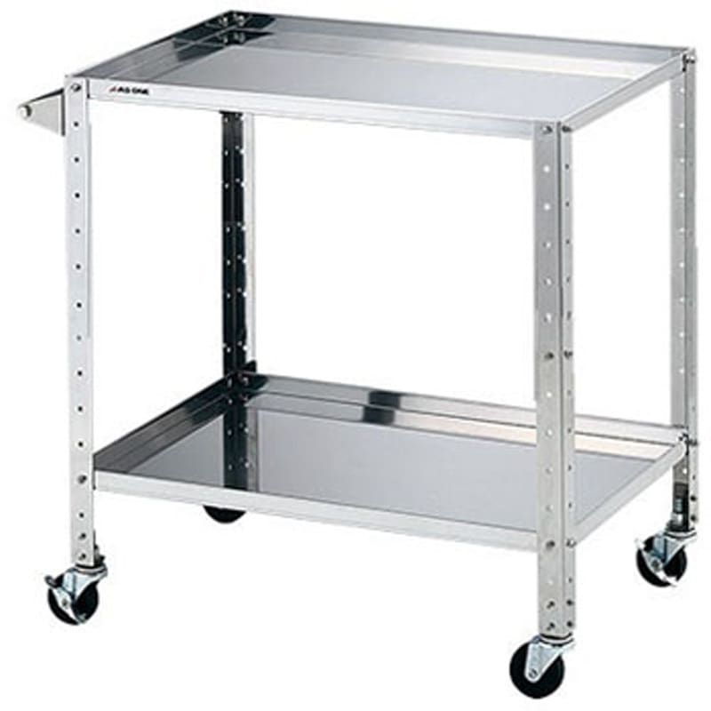 枠付きラージ2段 ステンレスヘビーワゴン アズワン 組立式 2段