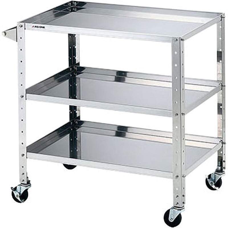 枠付きラージ3段 ステンレスヘビーワゴン アズワン 組立式 3段