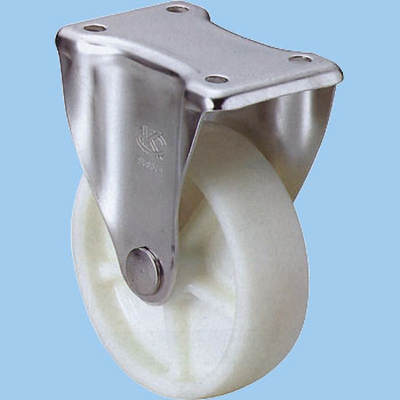 PCKS130 ステンレス製キャスター 固定(KS)金具付 岡本工機 単輪 ナイロン ブッシュ入車輪 車輪径130mm