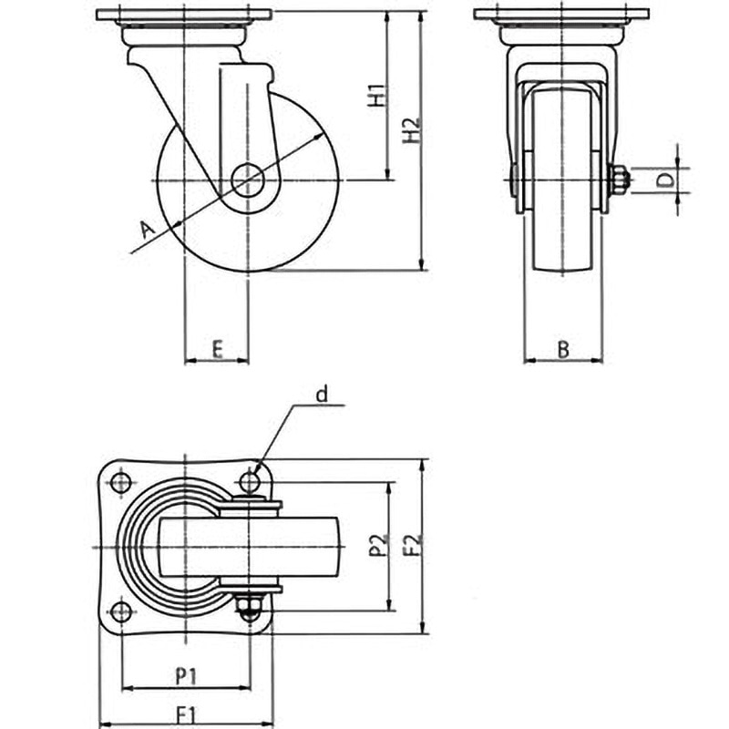 MCEJS75 ステンレス製キャスター 自在(JS)金具付 岡本工機 単輪 MCE