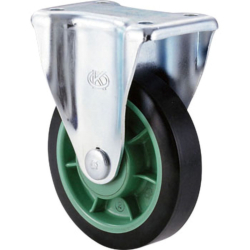 UPK200 鋼板製キャスター 固定(K)金具付 岡本工機 単輪 ウレタン ベアリング入車輪 車輪径200mm