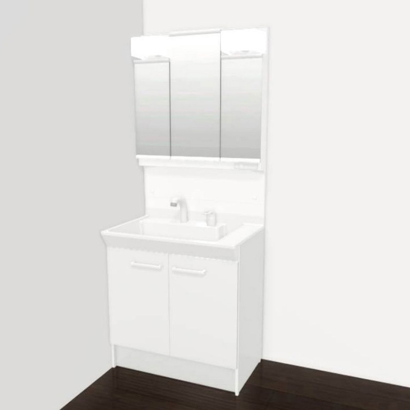 MPV1-753TXJ/PV2N-755S(4)YN 洗面化粧台 PVシリーズ INAX(LIXIL) 電球型LED照明 一体型 寒冷地用 3面鏡/全収納タイプ 間口750mm 44,837円