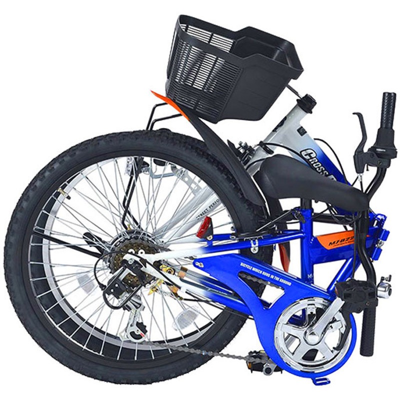 MJ824F-BL 折りたたみ ジュニア MTB シマノ6段変速 LEDライト リング錠