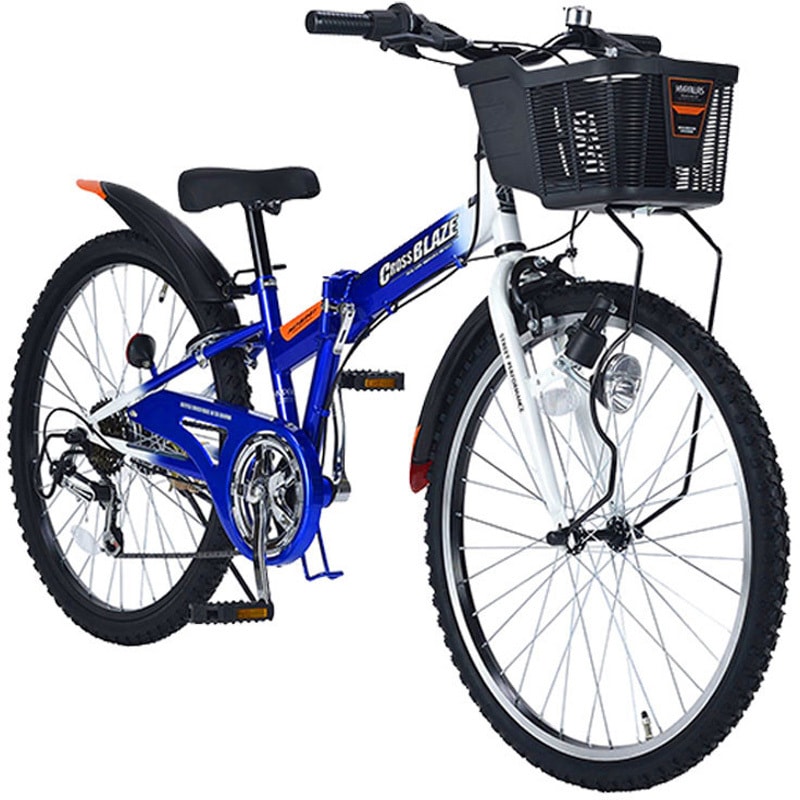 MJ822F-BL 折りたたみ ジュニア MTB シマノ6段変速 LEDライト リング錠 バスケット付き MJ822F CROSSBLAZEシリーズ 1台 MYPALLAS 【通販モノタロウ】