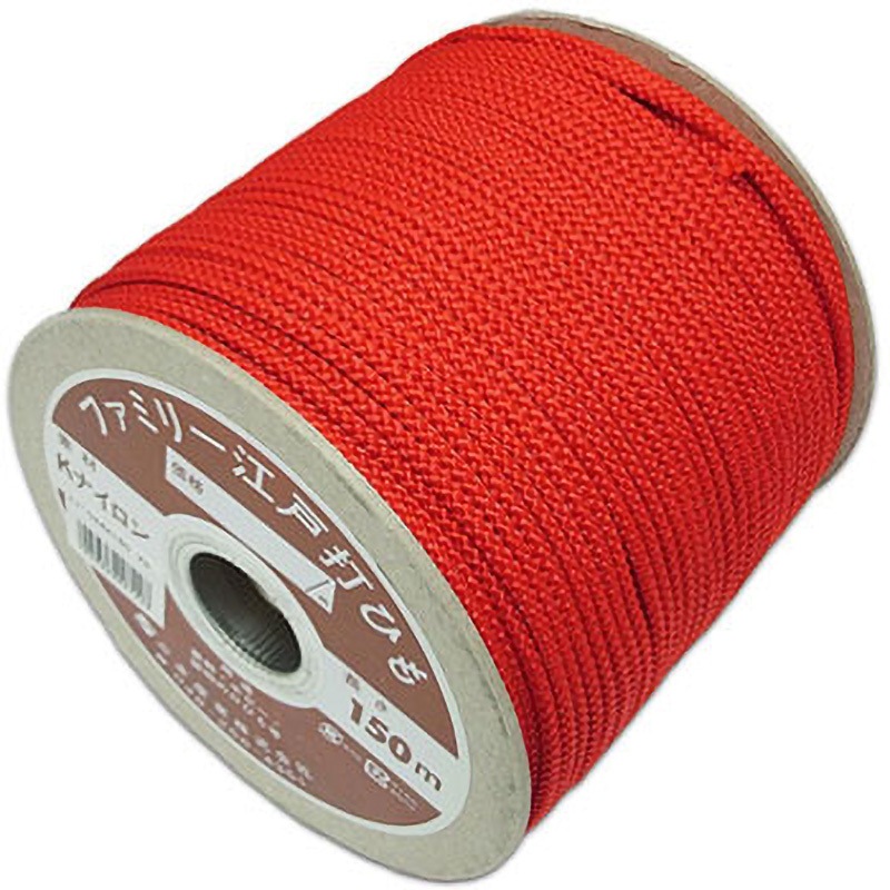 HR-722 ファミリー江戸打ひも 三友 ボビン巻 赤色 太さ4mm 1巻 HR-722