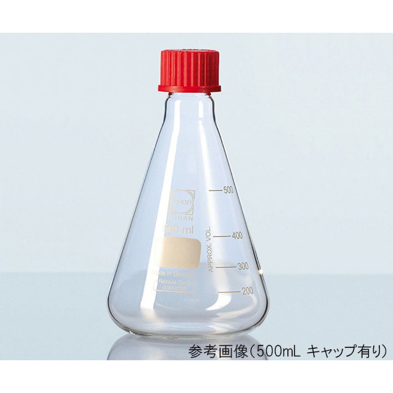 218034452 ネジ口三角フラスコ DURAN 500mL PBTキャップ(GL32)
