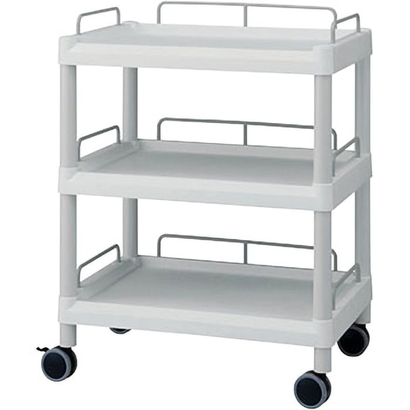 アズワン モバイルイ-ジ-カ-ト(ガ-ド枠付き:グレ-) 2段 651×447×810 引出ありNC3-6639-013-6640-02 アズワン モバイルイ−ジ−カ−ト(ガ−ド枠付き:グレ−)