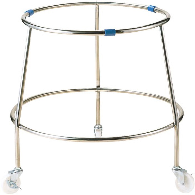 ‐ 18-8丸型ざる置き台H-C(白キャスター付) エムテートリマツ 外径(上枠)550mm